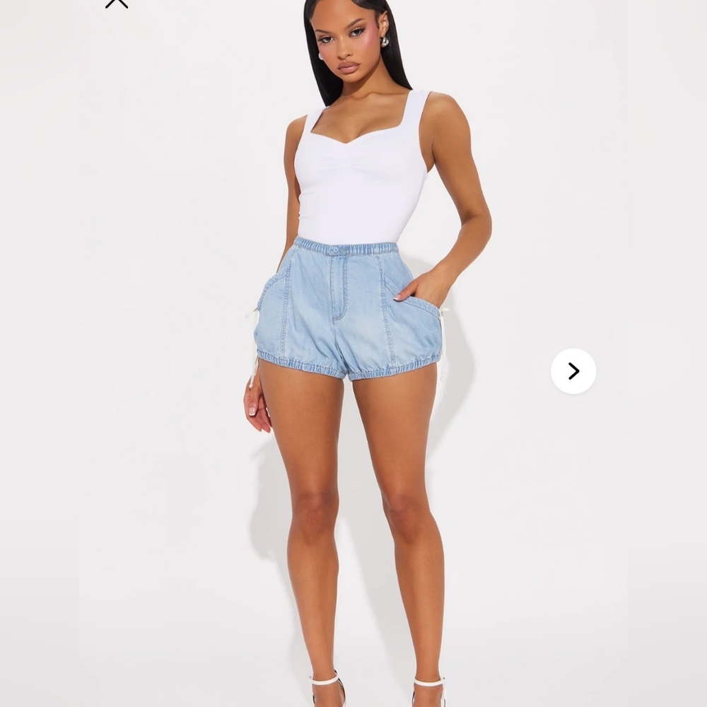 Fashion Nova High Waist Light Blue Shorts